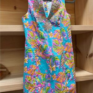 Lilly Pulitzer Pink and Blue V-Neck Mini Sundress